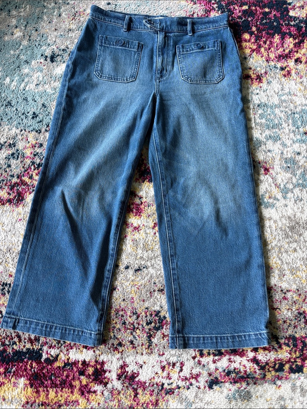 LOFT Relaxed Wide-Leg Blue Denim Jeans